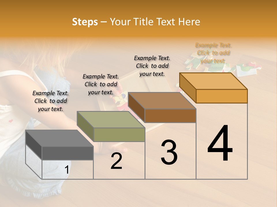 2-3 Years Old Girl Kneeling On The Floor And Solving Jigsaw Puzzle PowerPoint Template