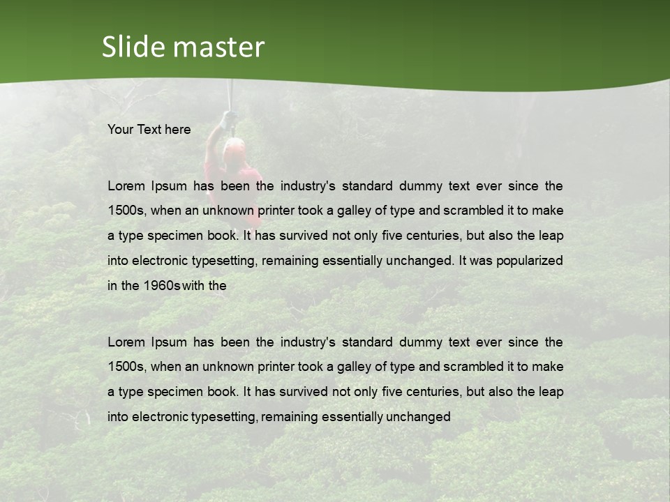 A Man Ziplines Through The Cloud Forest Of Monteverde, Costa Rica PowerPoint Template