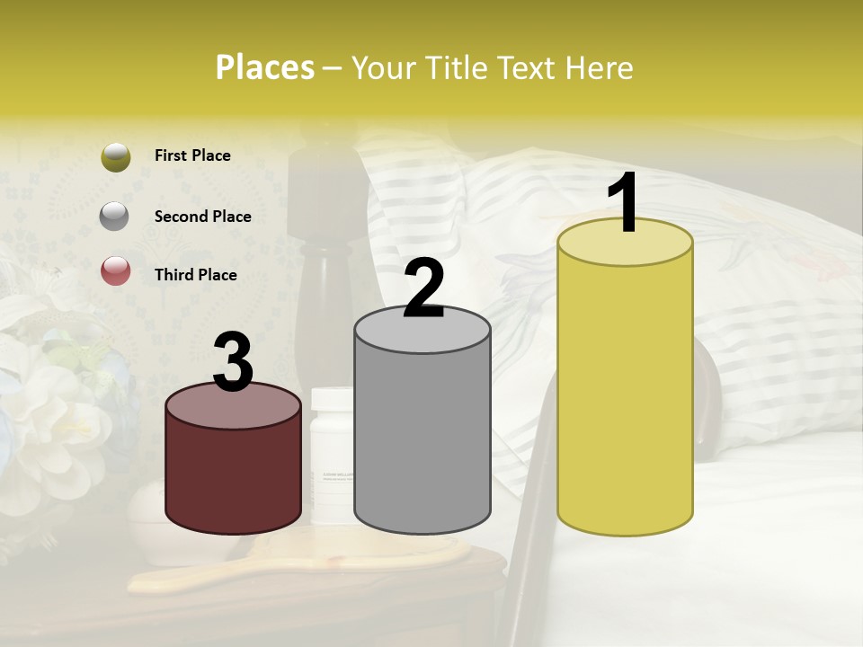 Medicine Bottles And A Cane Against A Bed For An Elderly Person PowerPoint Template