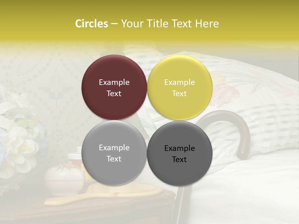 Medicine Bottles And A Cane Against A Bed For An Elderly Person PowerPoint Template