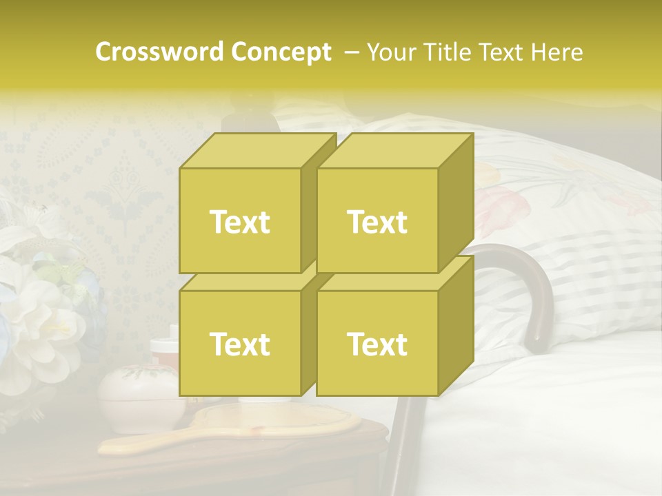 Medicine Bottles And A Cane Against A Bed For An Elderly Person PowerPoint Template