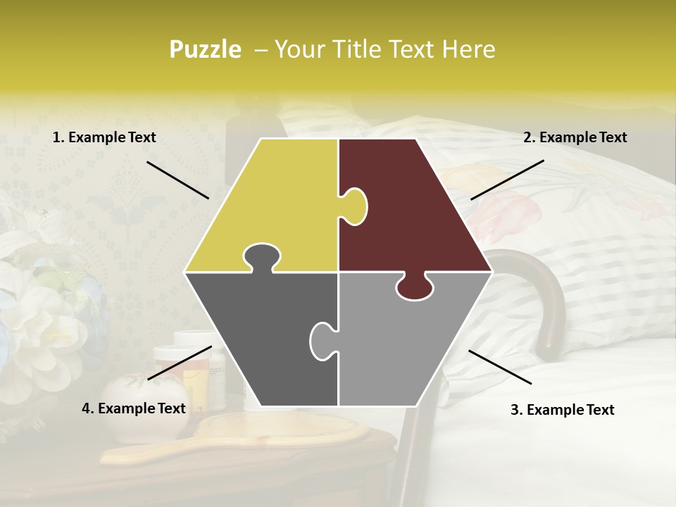 Medicine Bottles And A Cane Against A Bed For An Elderly Person PowerPoint Template