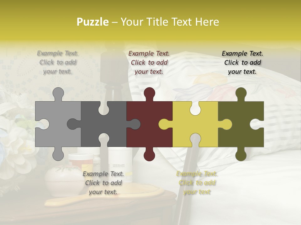 Medicine Bottles And A Cane Against A Bed For An Elderly Person PowerPoint Template