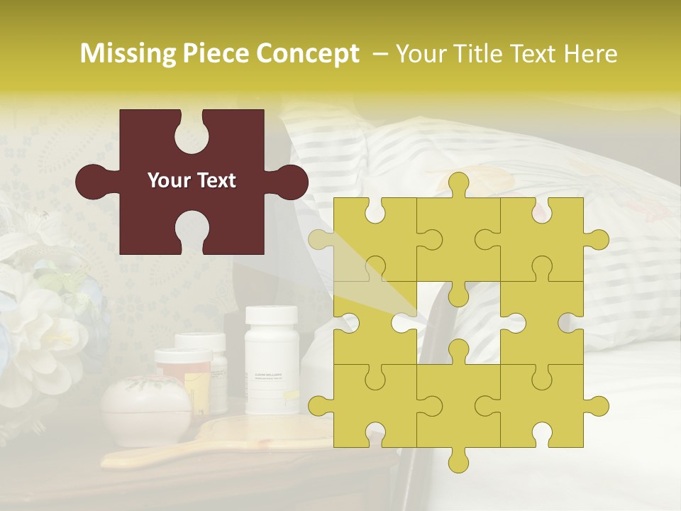 Medicine Bottles And A Cane Against A Bed For An Elderly Person PowerPoint Template