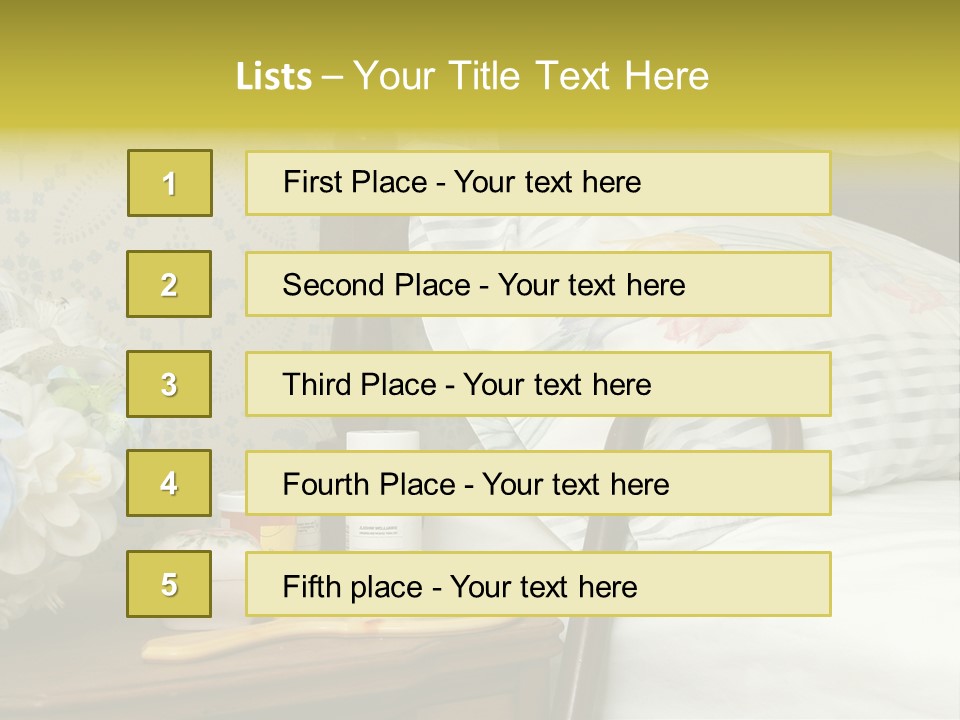 Medicine Bottles And A Cane Against A Bed For An Elderly Person PowerPoint Template