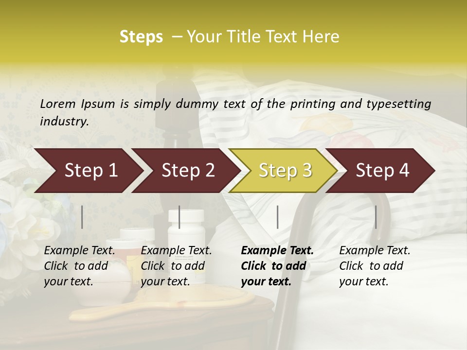 Medicine Bottles And A Cane Against A Bed For An Elderly Person PowerPoint Template