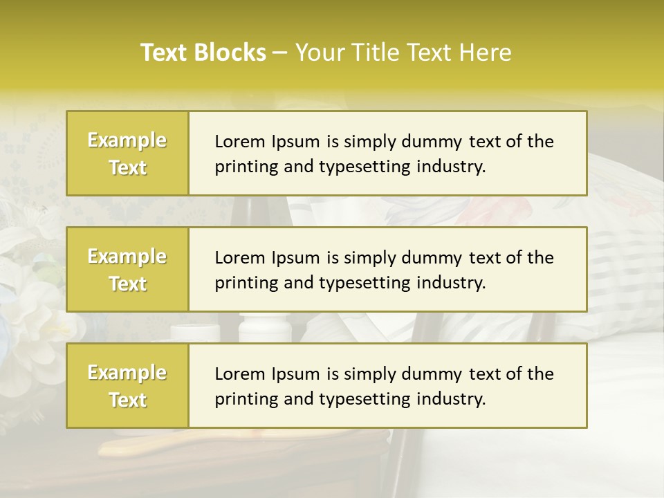 Medicine Bottles And A Cane Against A Bed For An Elderly Person PowerPoint Template