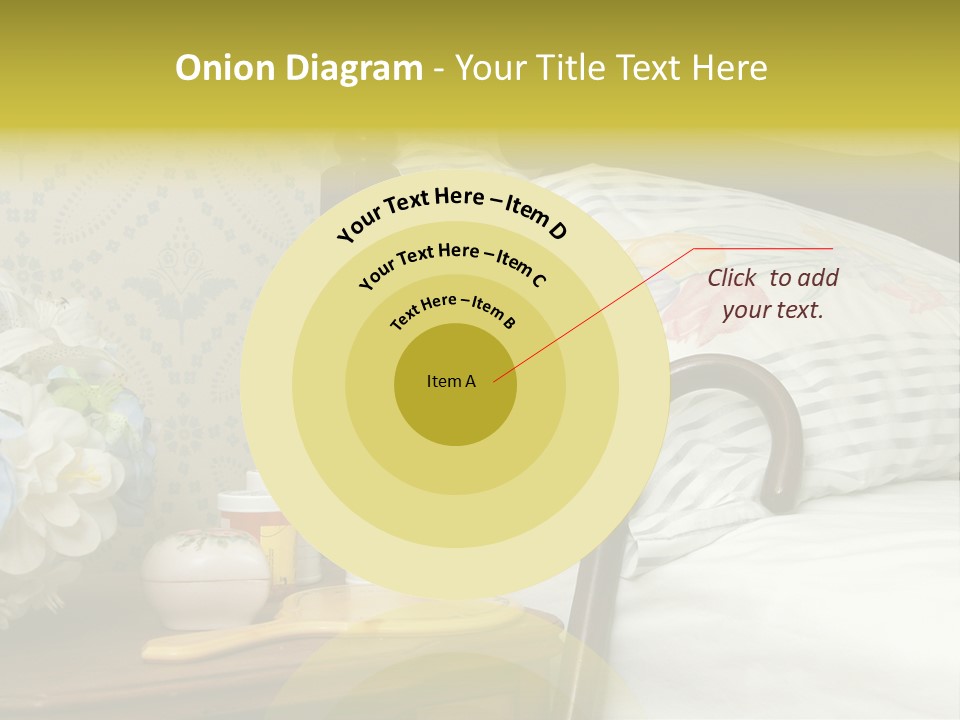 Medicine Bottles And A Cane Against A Bed For An Elderly Person PowerPoint Template