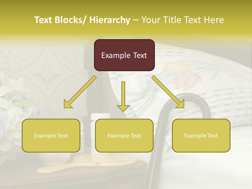 Medicine Bottles And A Cane Against A Bed For An Elderly Person PowerPoint Template