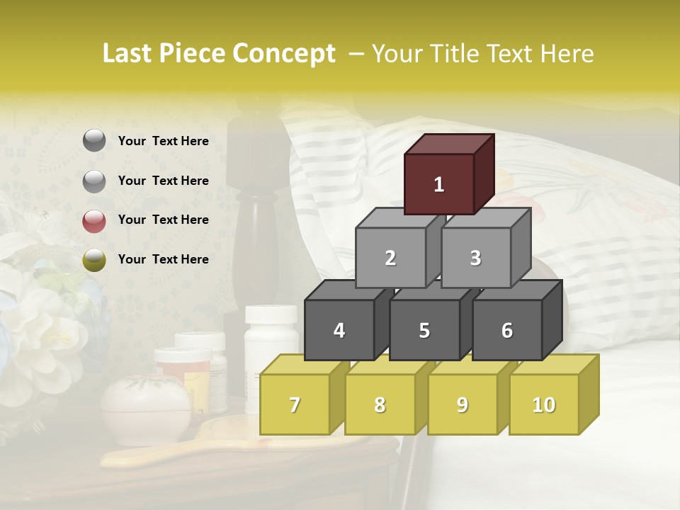 Medicine Bottles And A Cane Against A Bed For An Elderly Person PowerPoint Template