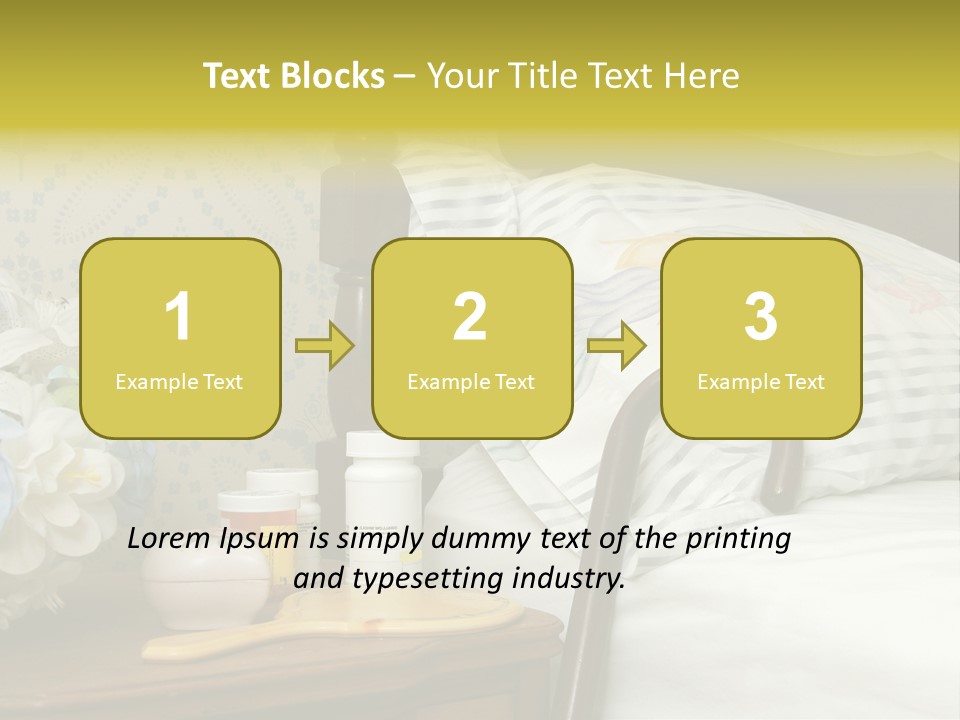 Medicine Bottles And A Cane Against A Bed For An Elderly Person PowerPoint Template