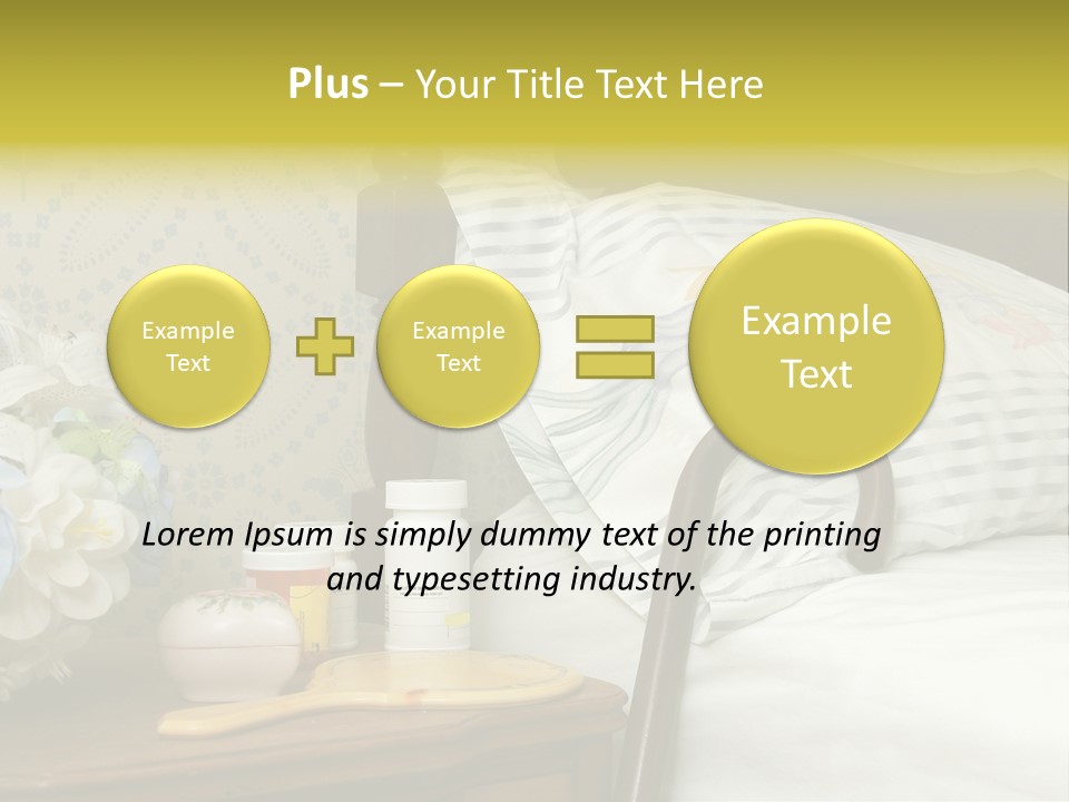 Medicine Bottles And A Cane Against A Bed For An Elderly Person PowerPoint Template