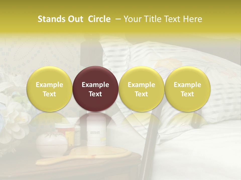 Medicine Bottles And A Cane Against A Bed For An Elderly Person PowerPoint Template