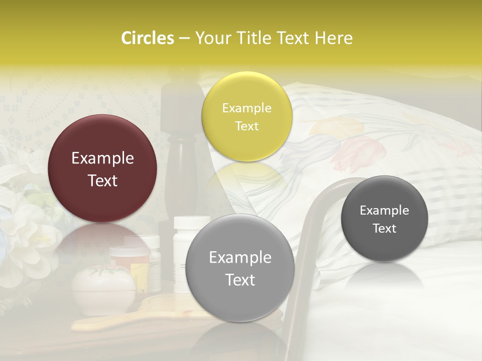 Medicine Bottles And A Cane Against A Bed For An Elderly Person PowerPoint Template