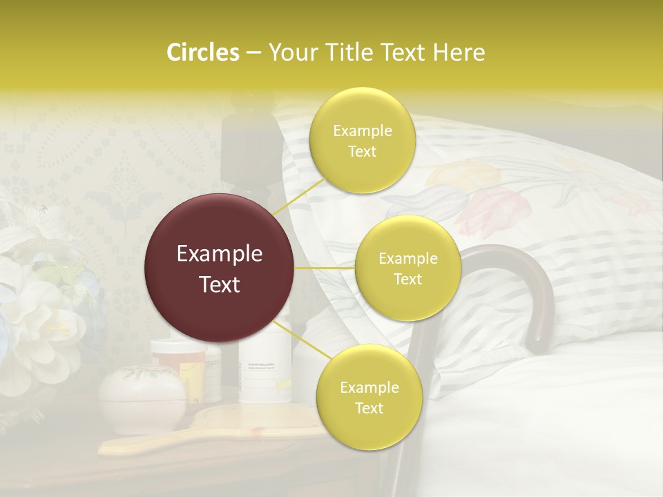 Medicine Bottles And A Cane Against A Bed For An Elderly Person PowerPoint Template