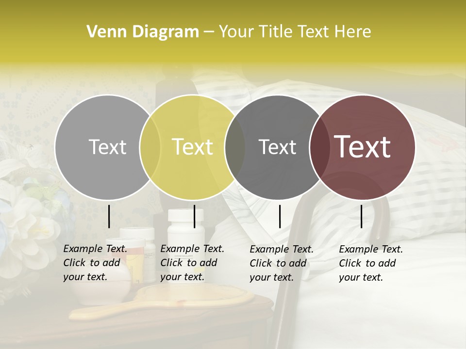 Medicine Bottles And A Cane Against A Bed For An Elderly Person PowerPoint Template
