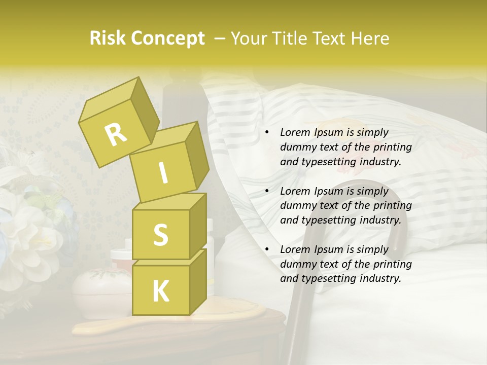 Medicine Bottles And A Cane Against A Bed For An Elderly Person PowerPoint Template