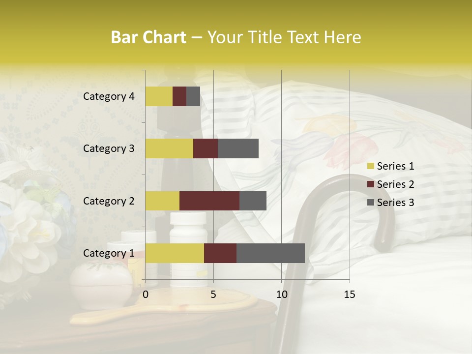 Medicine Bottles And A Cane Against A Bed For An Elderly Person PowerPoint Template