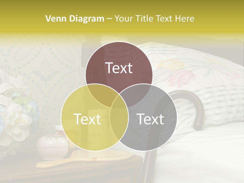 Medicine Bottles And A Cane Against A Bed For An Elderly Person PowerPoint Template