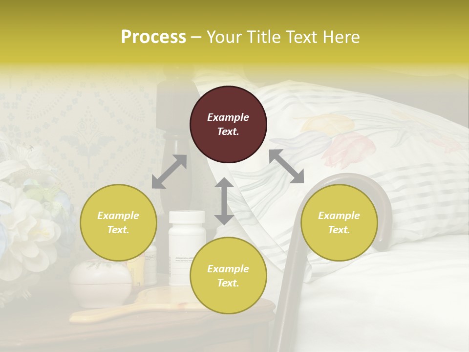 Medicine Bottles And A Cane Against A Bed For An Elderly Person PowerPoint Template