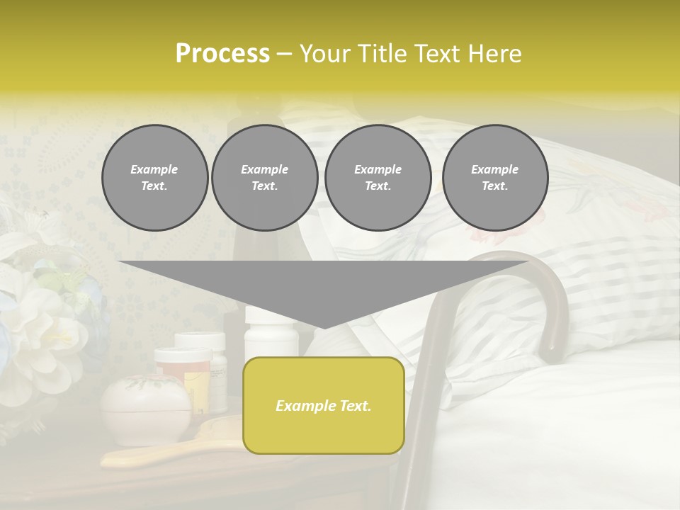 Medicine Bottles And A Cane Against A Bed For An Elderly Person PowerPoint Template