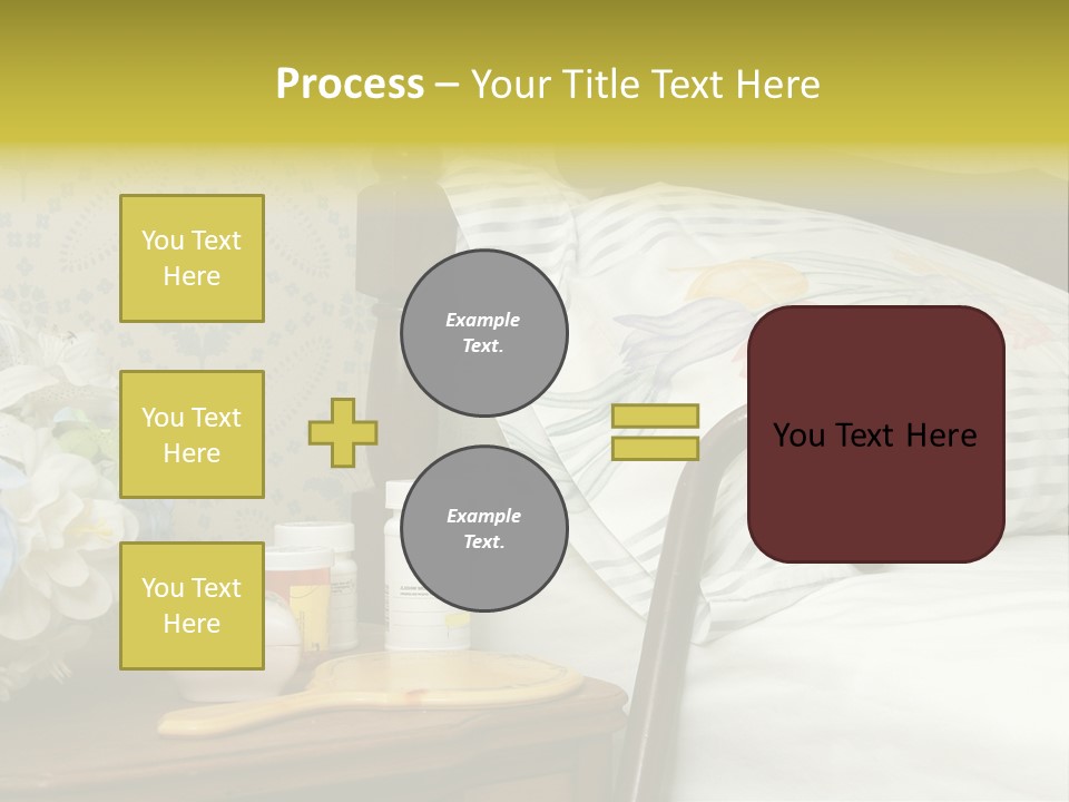 Medicine Bottles And A Cane Against A Bed For An Elderly Person PowerPoint Template