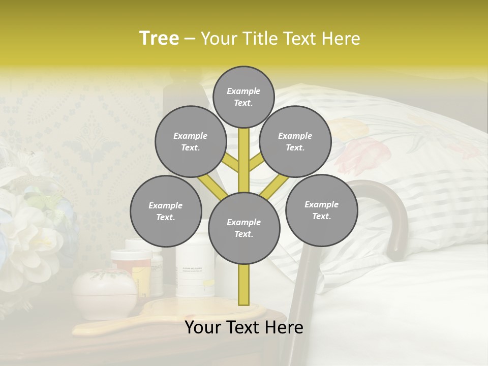 Medicine Bottles And A Cane Against A Bed For An Elderly Person PowerPoint Template