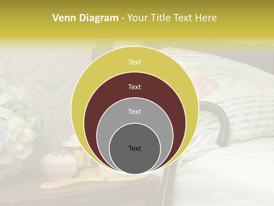 Medicine Bottles And A Cane Against A Bed For An Elderly Person PowerPoint Template