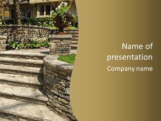 Natural Stone Landscaping In Front Of A House PowerPoint Template