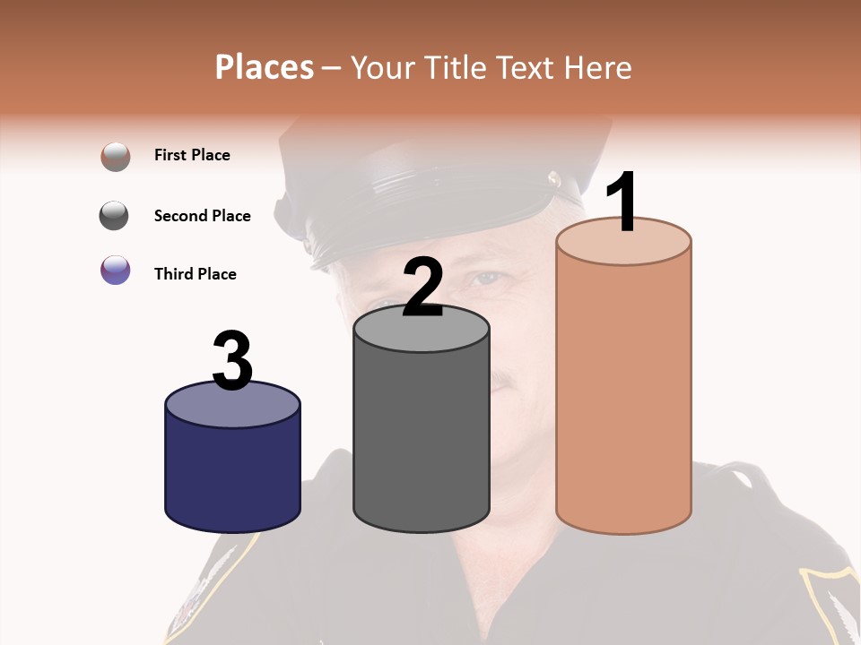 Closeup Portrait Of A Handsome Mature Police Officer. PowerPoint Template