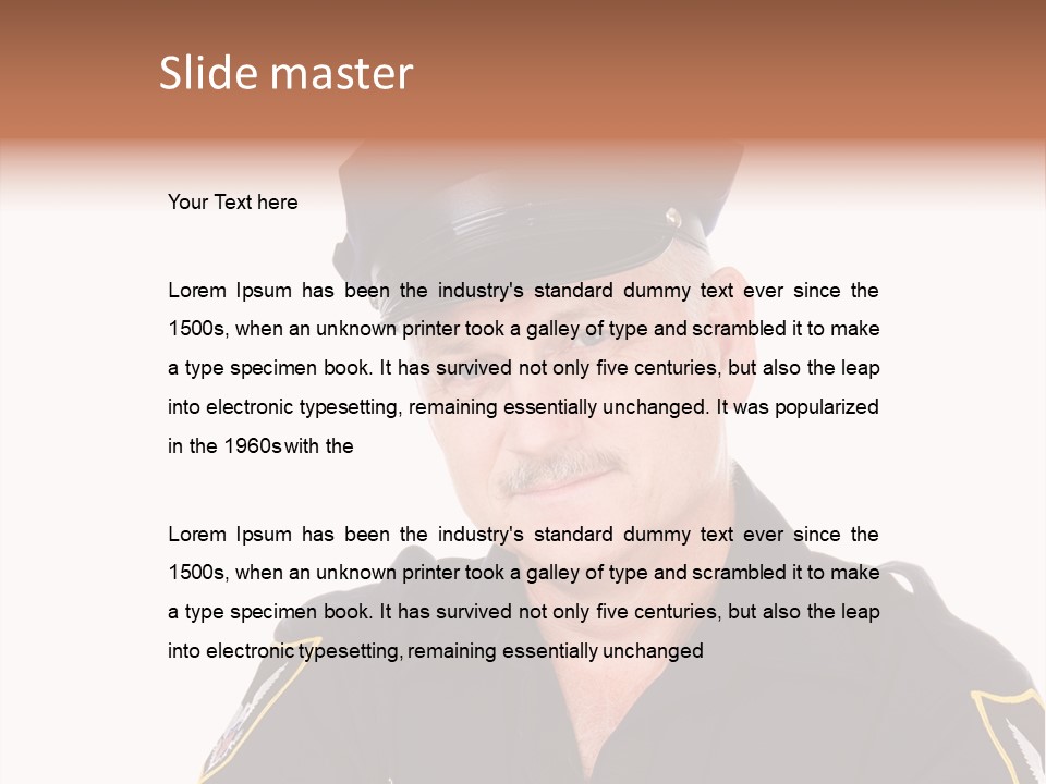Closeup Portrait Of A Handsome Mature Police Officer. PowerPoint Template