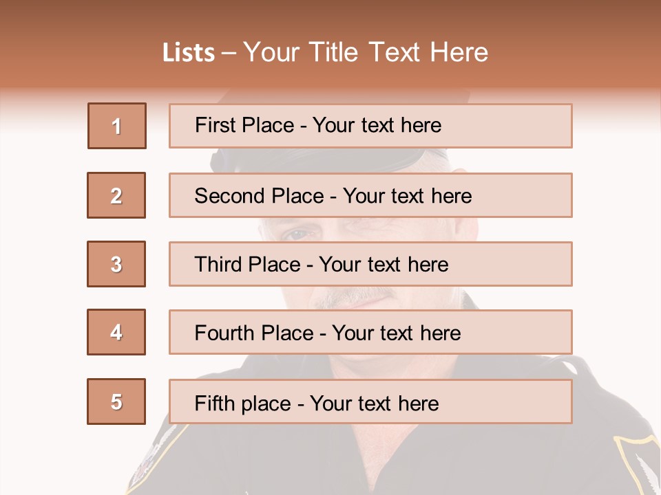 Closeup Portrait Of A Handsome Mature Police Officer. PowerPoint Template