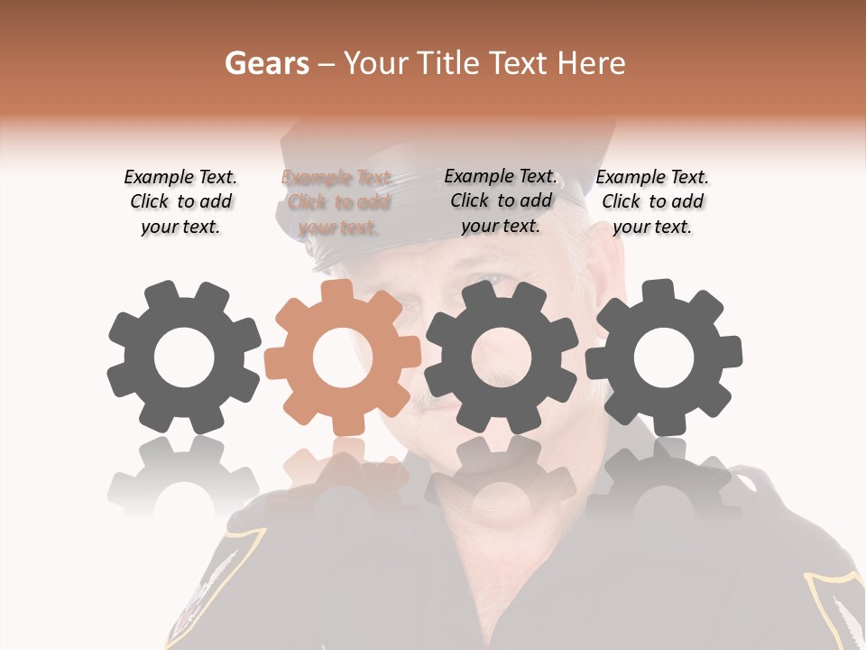 Closeup Portrait Of A Handsome Mature Police Officer. PowerPoint Template