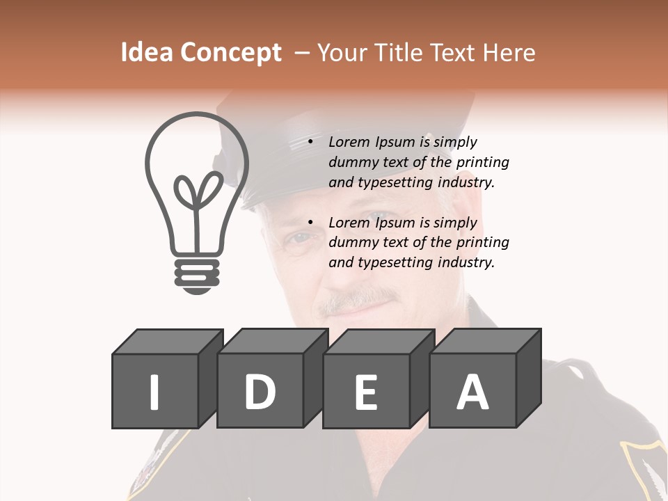 Closeup Portrait Of A Handsome Mature Police Officer. PowerPoint Template