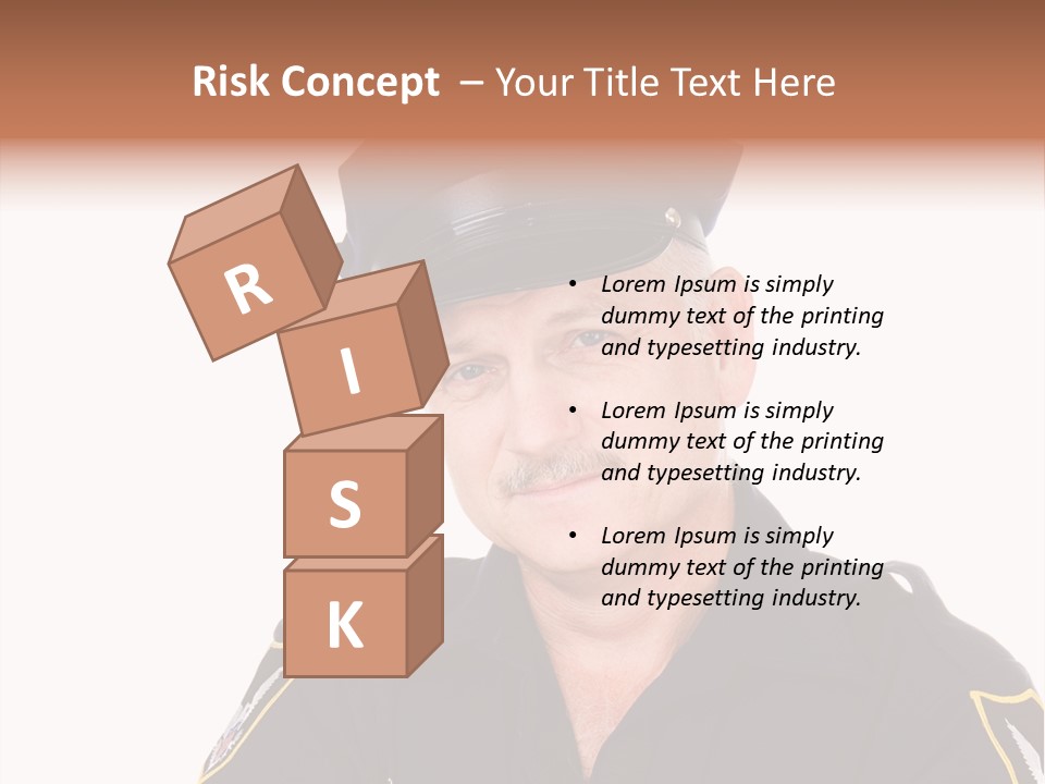 Closeup Portrait Of A Handsome Mature Police Officer. PowerPoint Template