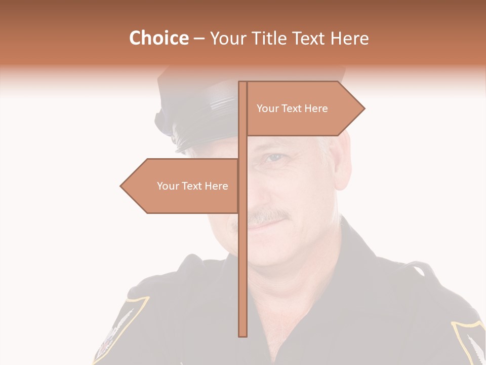 Closeup Portrait Of A Handsome Mature Police Officer. PowerPoint Template