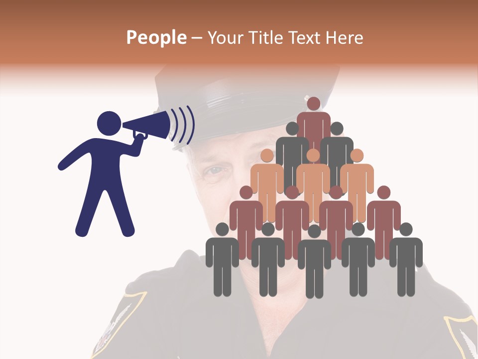 Closeup Portrait Of A Handsome Mature Police Officer. PowerPoint Template