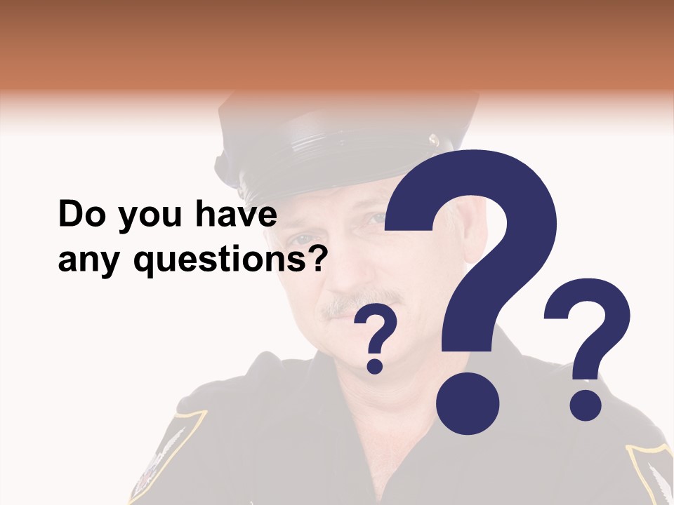 Closeup Portrait Of A Handsome Mature Police Officer. PowerPoint Template