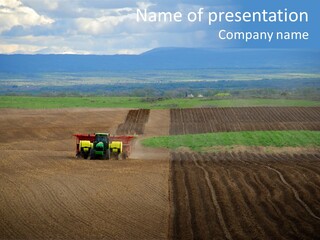 A Rocky Field Of Potatoes In The High Country Of Idaho Being Planted By A Gps Guided Tractor. PowerPoint Template