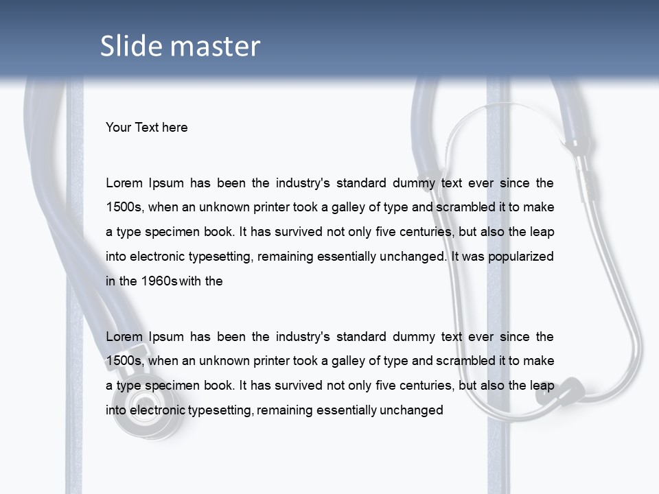 Medical Clipboard With Blank Paper For Messages And A Stethoscope PowerPoint Template