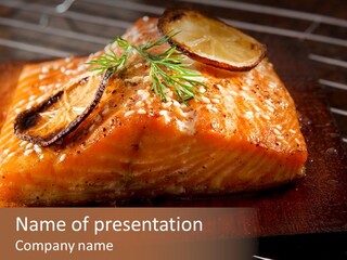 Salmon Grilled On Cedar Plank PowerPoint Template