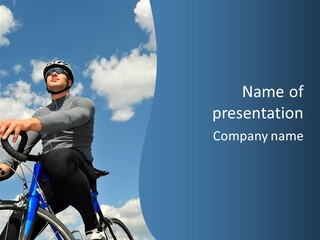 A Man Riding A Bike On A Sunny Day PowerPoint Template