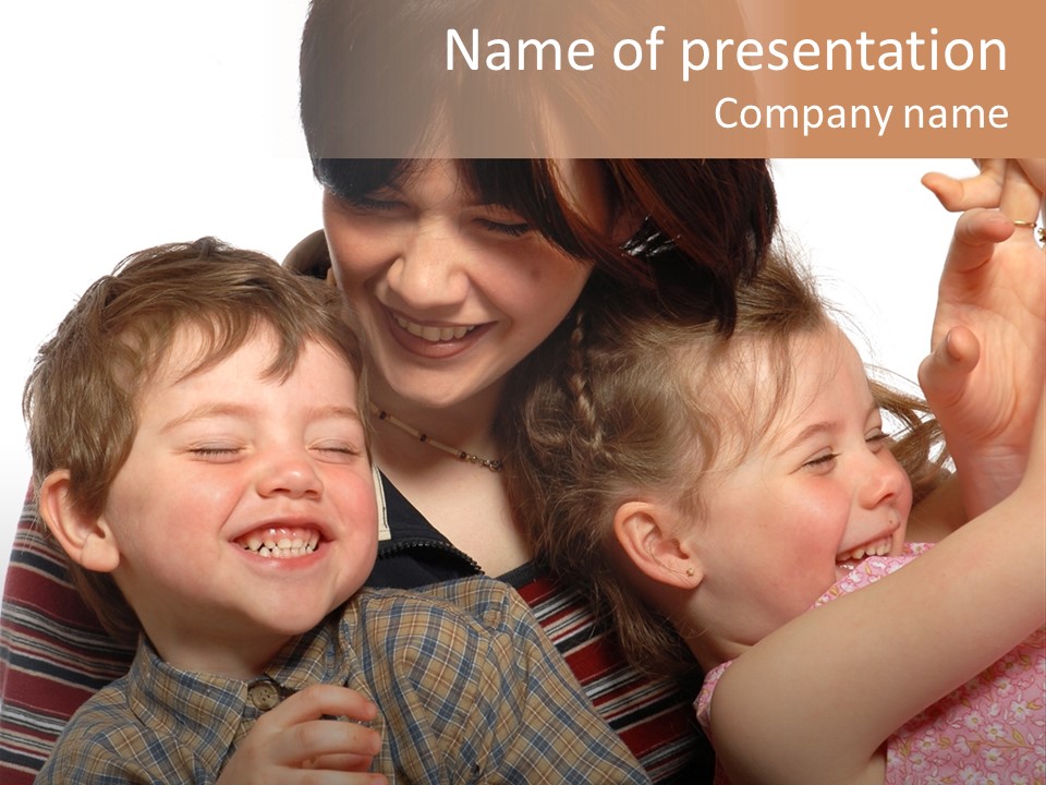 Mother, Daughter And Son PowerPoint Template