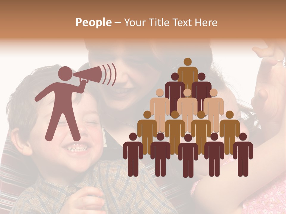 Mother, Daughter And Son PowerPoint Template