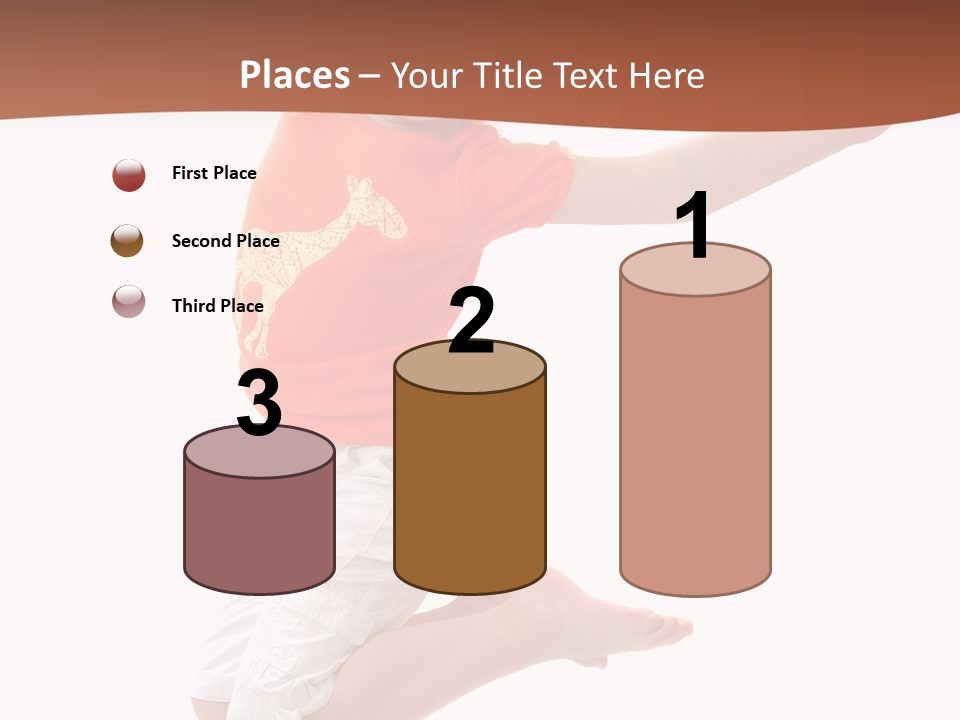 Little Girl Jumps On A White Background PowerPoint Template