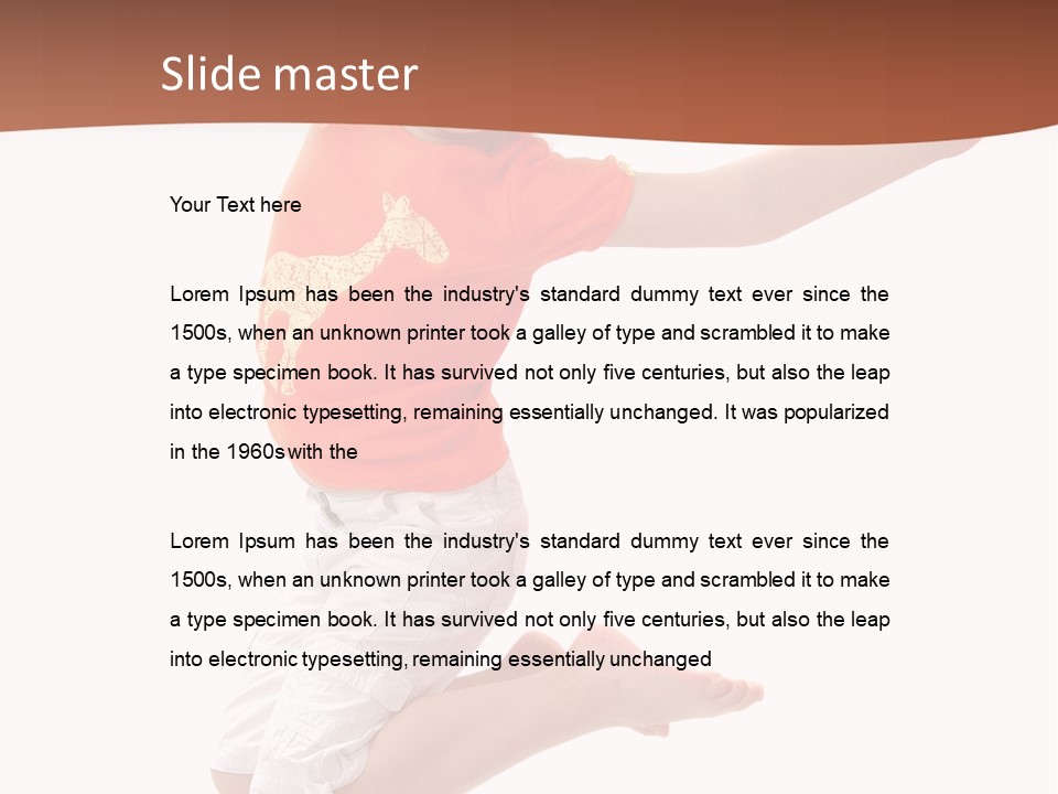 Little Girl Jumps On A White Background PowerPoint Template