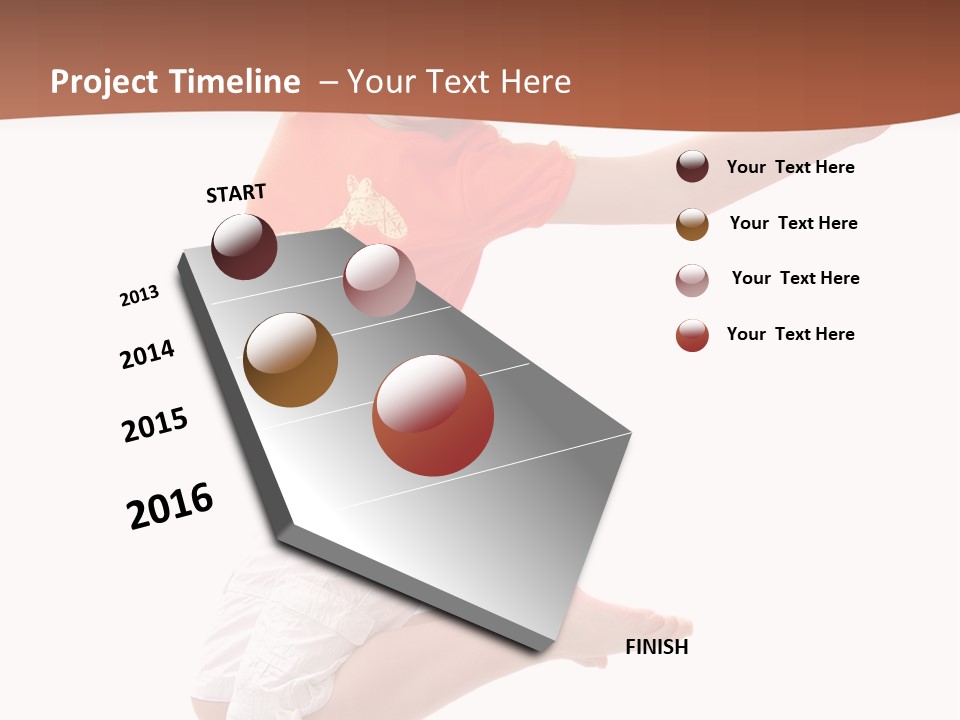 Little Girl Jumps On A White Background PowerPoint Template