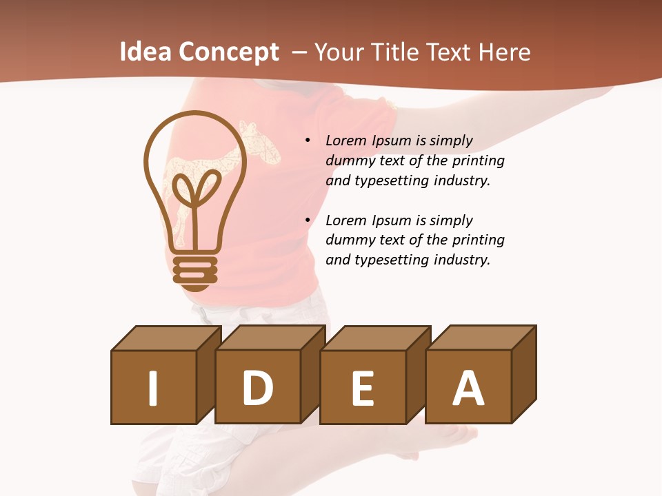 Little Girl Jumps On A White Background PowerPoint Template