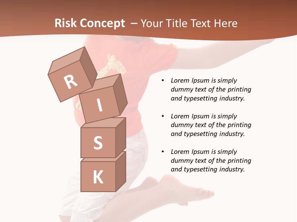 Little Girl Jumps On A White Background PowerPoint Template