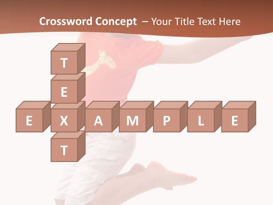 Little Girl Jumps On A White Background PowerPoint Template